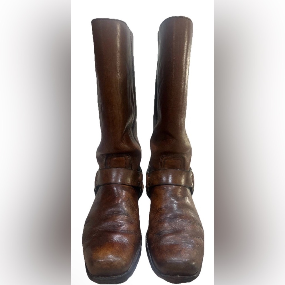Vintage 1970 Frye harness 12R Men's Brown Leather Boots size 9.1/2 D‎